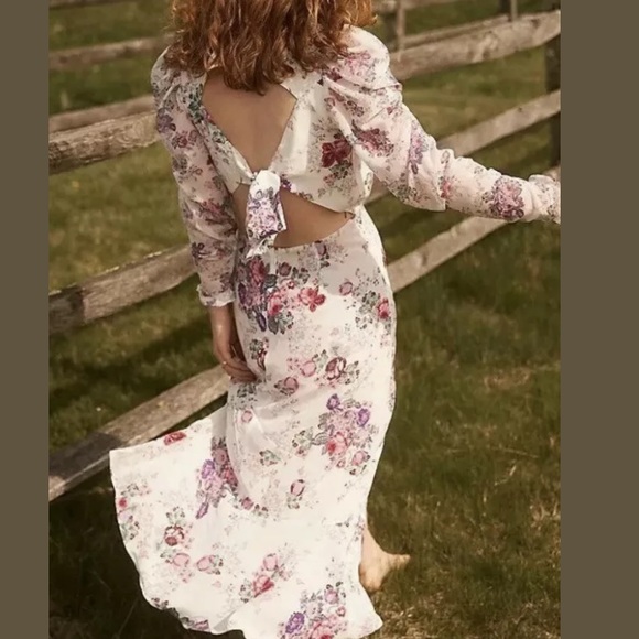 FOR LOVE AND LEMONS ROSS RUCHED RUFFLE MIDI DRESS - Picture 8 of 8